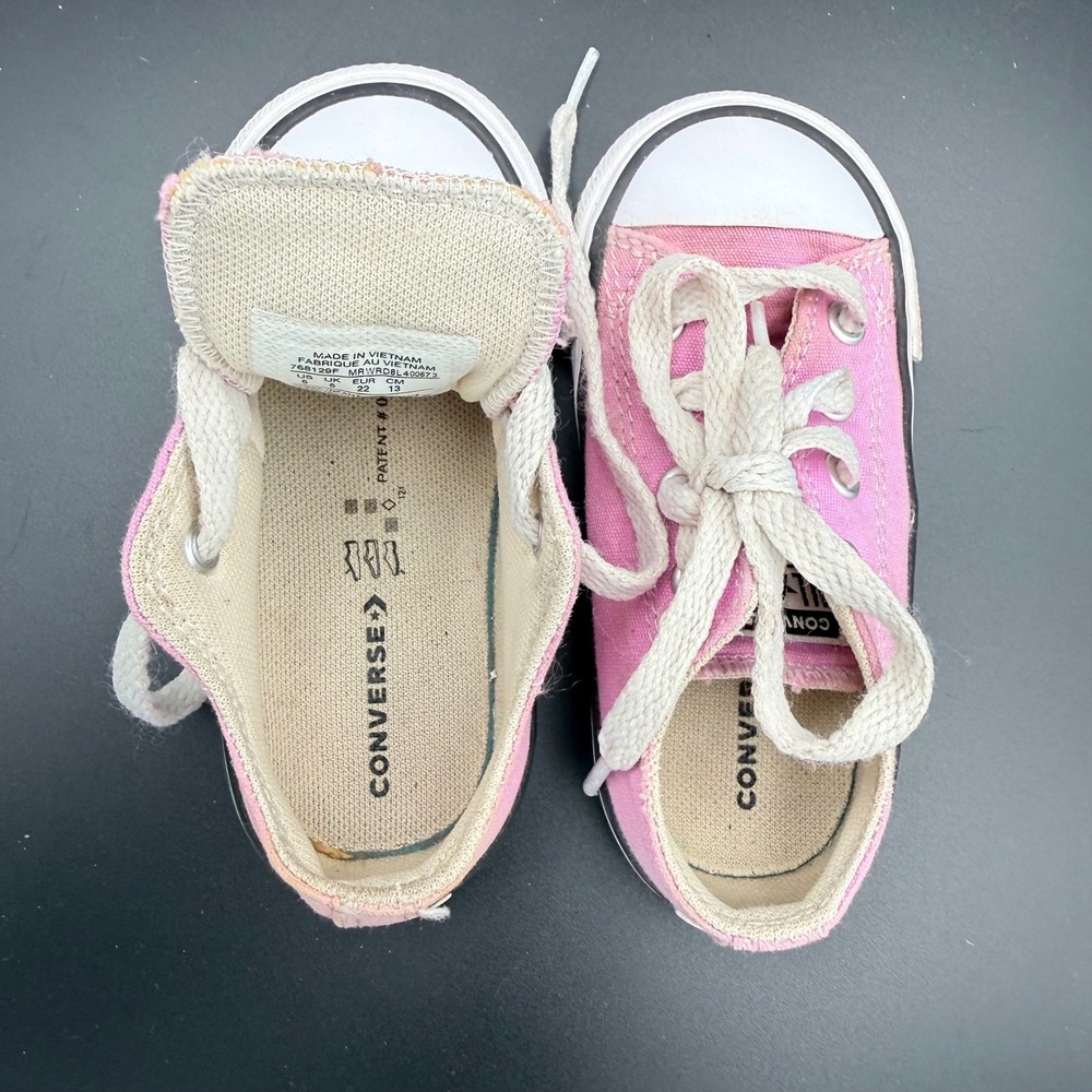 Converse Chuck Taylor All Star Ox Infant Size 6 Peony Pink Sneakers 768129F - Picture 8 of 9